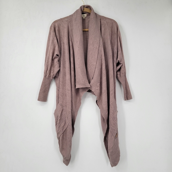 Aritzia Wilfred Draped Cardigan Sweater Size Medium Linen Mauve Dusty Pink Shawl - Picture 1 of 16